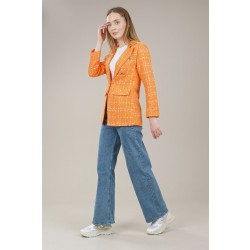 Buttoned blazer for women - orange