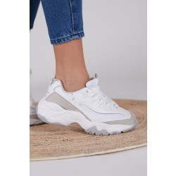 حذاء رياضي نسائي أبيض ورمادي
